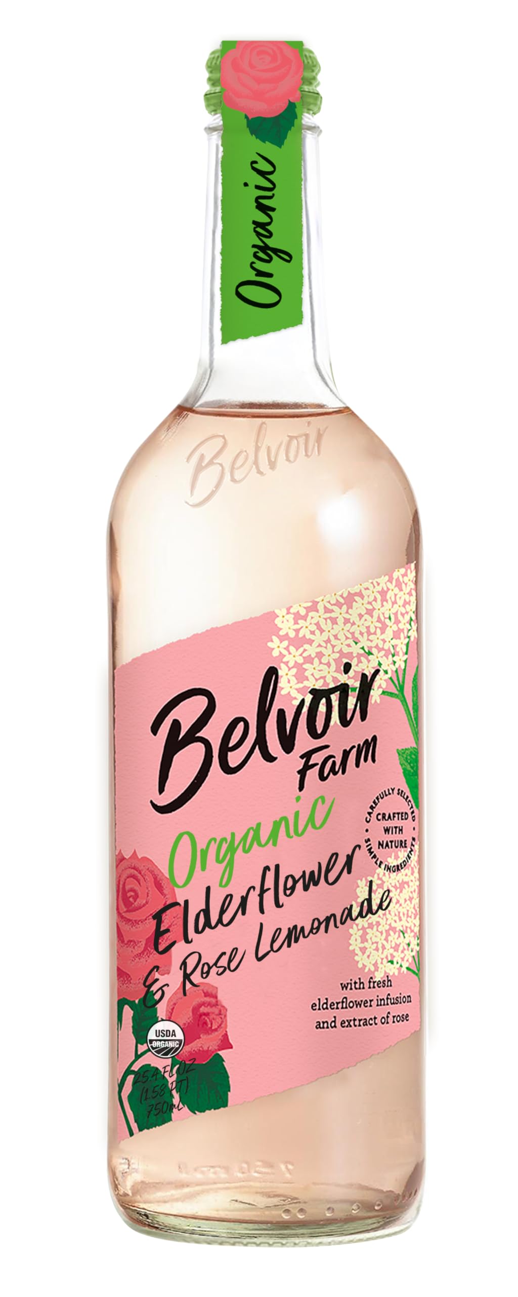 Belvoir Organic Elderflower Rose Lemonade - 25.4 Fl Oz - Delicate Floral Flavor - No Artificial Preservatives