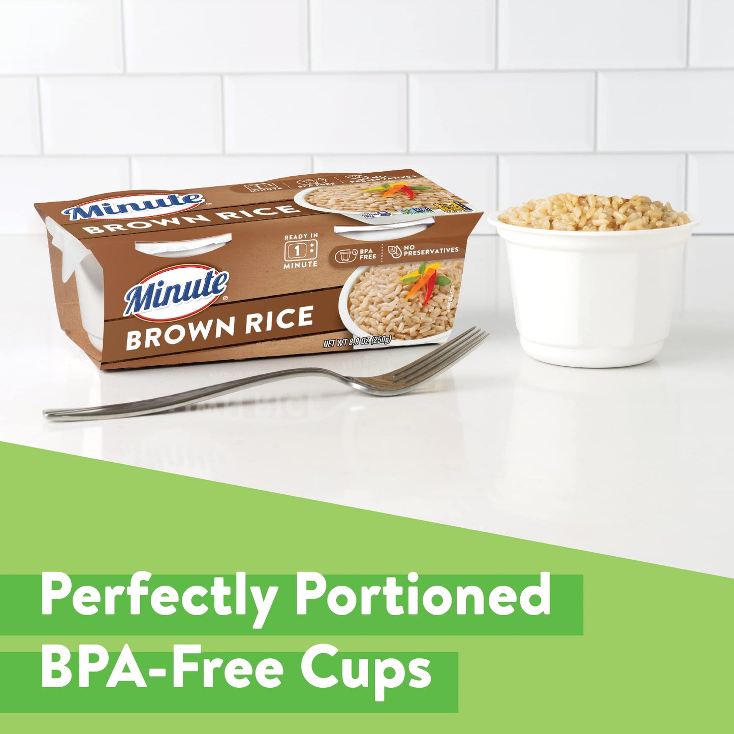 Minute Ready-to-Serve Brown Rice, Microwavable Rice Cups, 8.8-Ounce Cups (Pack of 8)