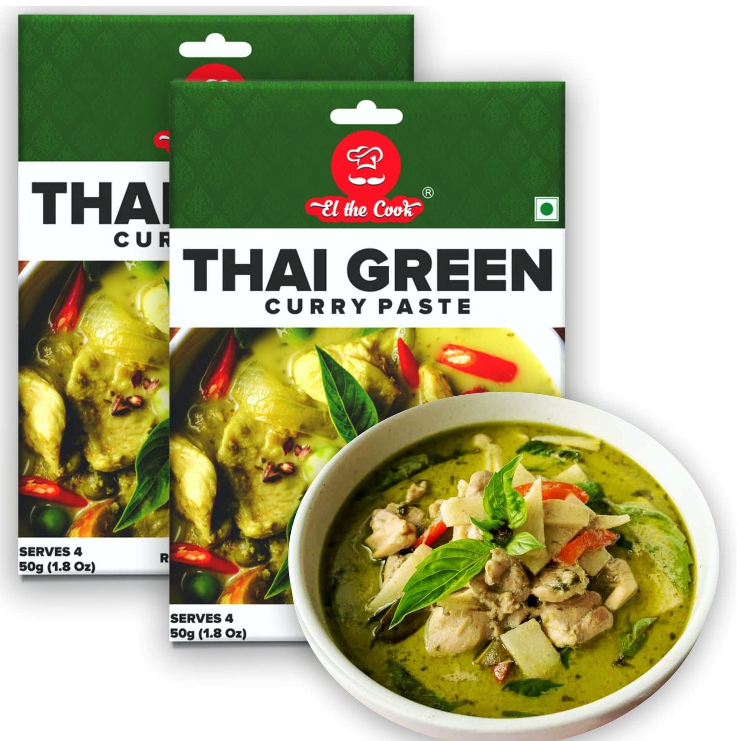 El The Cook Green Thai Curry Paste - Medium | 100% Veg & Natural | Make Restaurant Style Chicken, Fish, Prawn, Vegetable, Tofu T