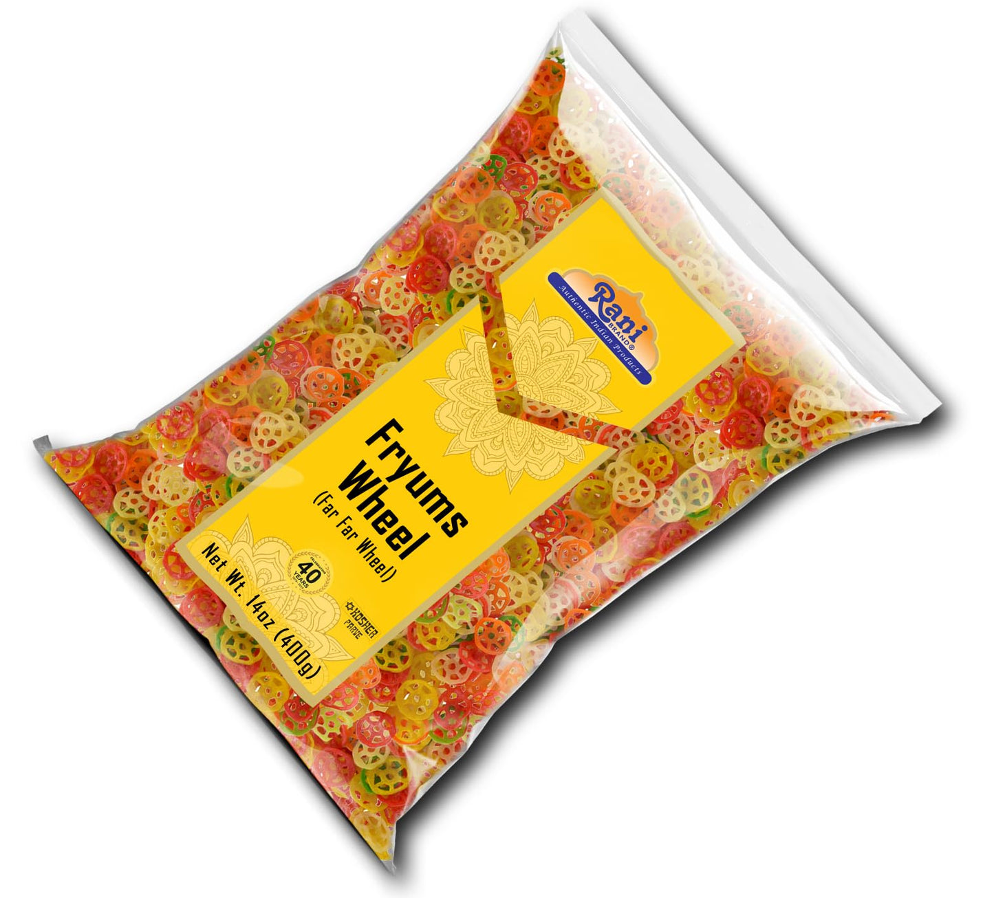 Rani Far Far Fryums - Vegan Wheat & Tapioca project piece Wheel Shape, 14oz (400g), Kosher, Uncooked Snack