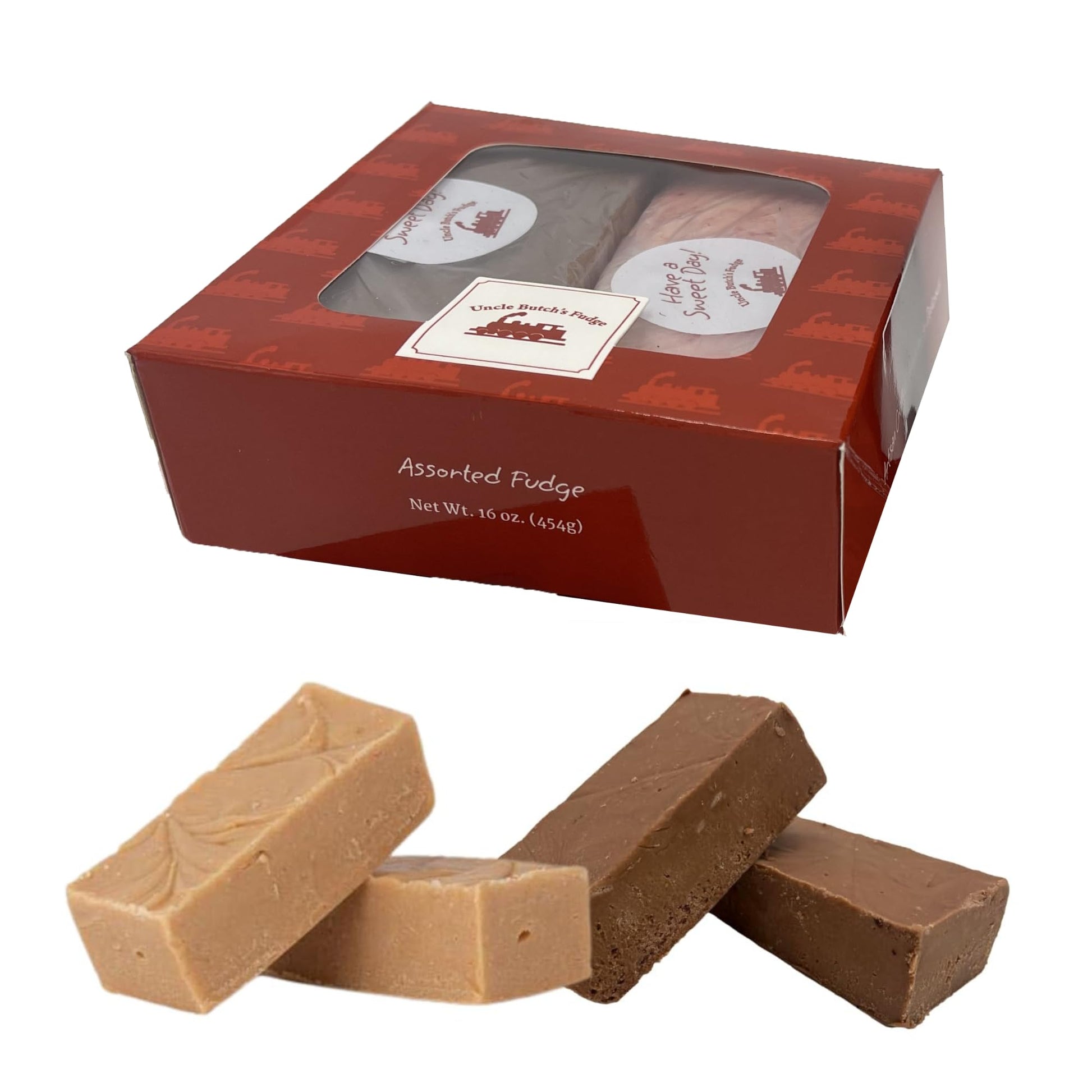 Uncle Butchs Fudge Gift Box - 2-Piece Custom Flavors Sampler Made with Real Butter - Handcrafted Fudge Candy - Choose from 70+ C
