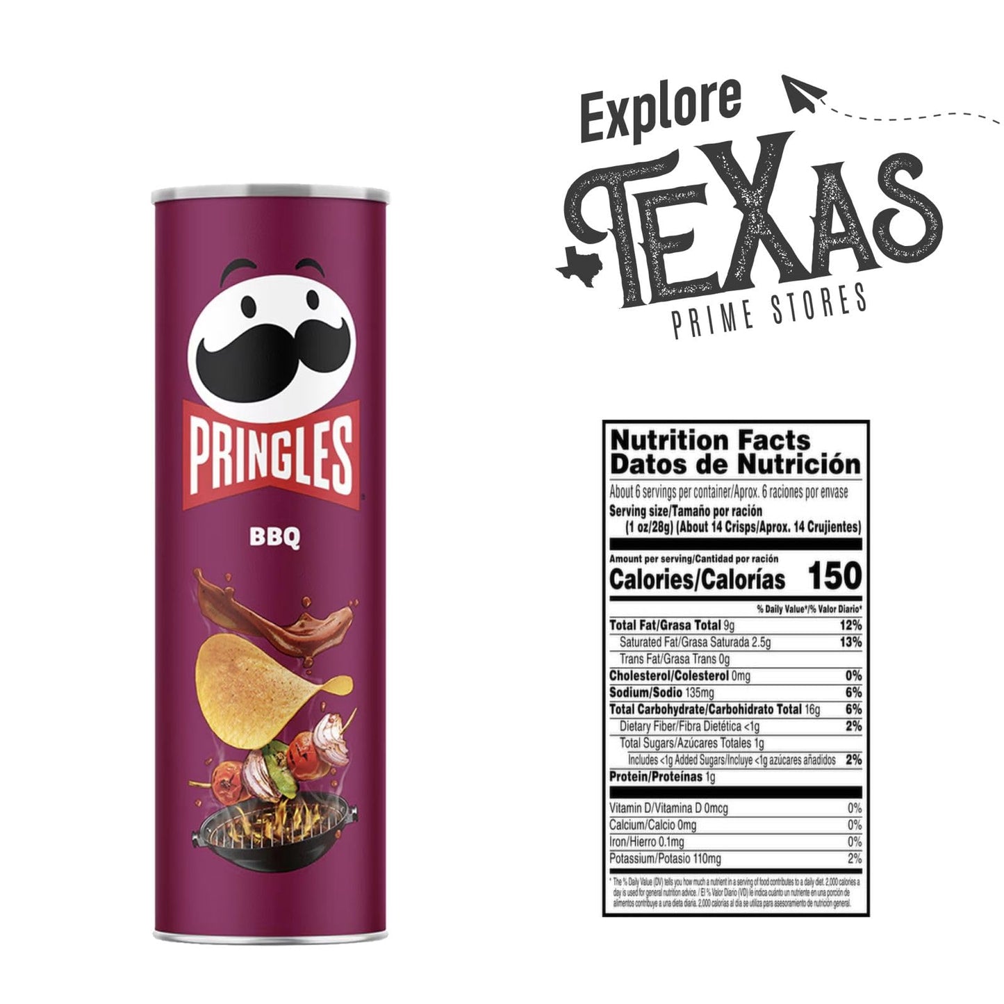 Pringles 12- Count Of Bbq Potato Crisps Chips, On-The-Go Lunch Snack 5.5 Oz Can + 1 Freebie By Unique Outlet