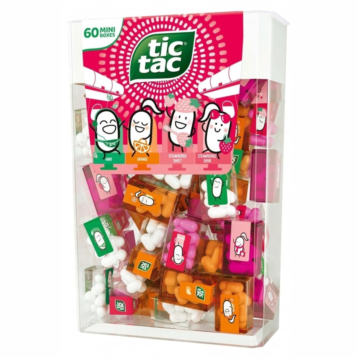 Tic Tacs Travels mini packs - individual packets - Flavoured drops - mint - orange - strawberry sweet - strawberry sour - Spende