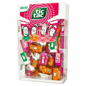 Tic Tacs Travels mini packs - individual packets - Flavoured drops - mint - orange - strawberry sweet - strawberry sour - Spende