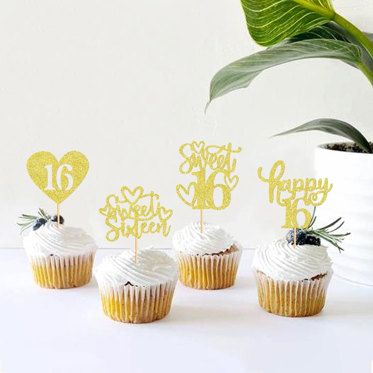 Keaziu 48 Pack Happy Sweet 16 Cupcake Toppers Sweet Sixteen 16 Happy 16 Cupcake Picks For 16Th Birthday Wedding Anniversary Part
