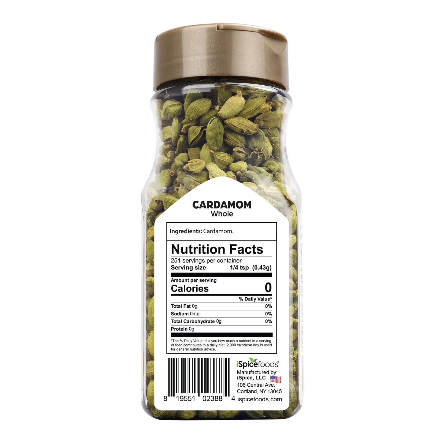 Ispice Cardamom Seeds Whole (3.9 Oz) 110G | Cardamom Pods Whole Pure And Fresh | Kosher | Aromatic Essential Kitchen Herbs