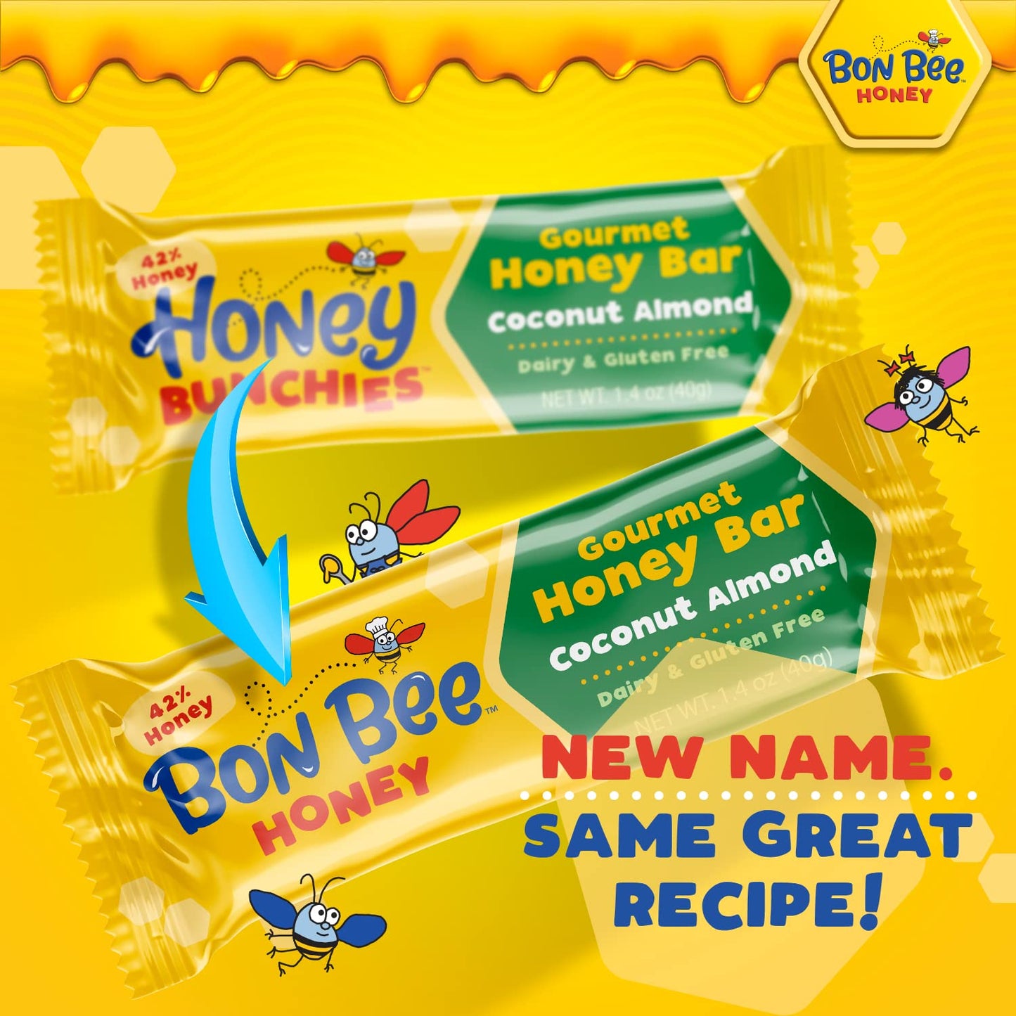 Bon Bee Honey Bunchies All Natural Honey Bar - Natural Breakfast & Nutrition Bars For Healthy Energy & Fuel - Variety Of Delicio