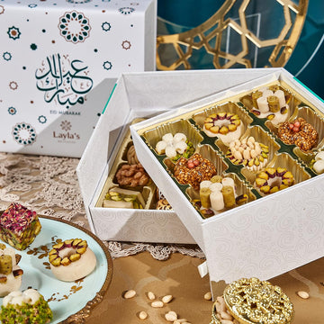 Laylas DELICACIES Mediterranean   Gift Box - 23 Bite-Size Halal, Vegetarian, Gluten Free Pastries - Eid Gift Box
