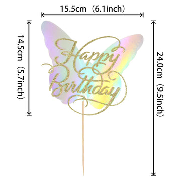 21 Pcs Butterfly Happy Birthday Cake Topper With Hollow Butterly Cupcake Toppers Butterfly Cupcake Picks For Baby Shower Kids Bo