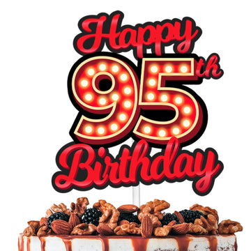 Happy 95th Birthday Cake Topper Fluorescent Flashing Night Out Hen Movie Nightclub Theme Decor Supplies Woman Man Happy Birthday