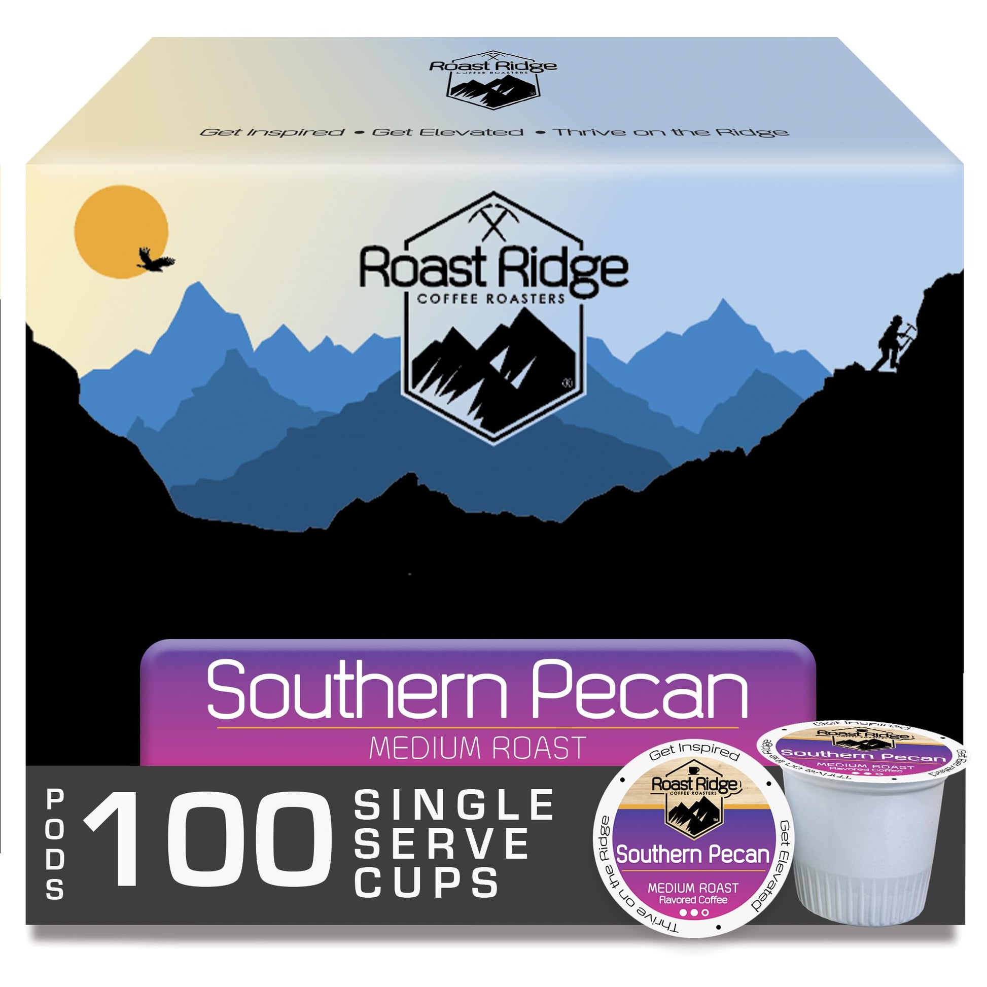 Roast Ridge Single Serve Coffee Pods for Keurig, Southern Pecan, Medium Roast, 100 Count