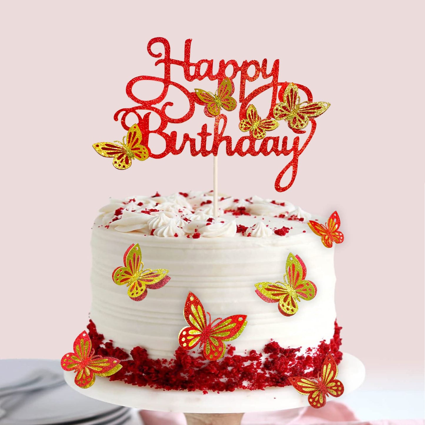 Miliyuki 13-Pieces Butterfly Cake Toppers 3D Butterfly Cupcake Topper For Girls Women'S Happy Birthday Cake Topper Birthday Cake
