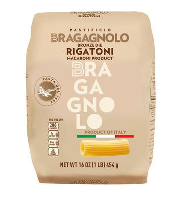 Pastificio Bragagnolo  Rigatoni 843 Bronze-Drawn  100% Italian Pasta  Made With Duflavor Blend Wheat Semolina Flour  Non Gmo (1 Pound Bag) - Consistently Al Dente.