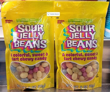 Trader Joeas Sour Jelly Beans, A Colorful, Sweet & Tart Chewy Candy 4Oz 113G (Two Bags)