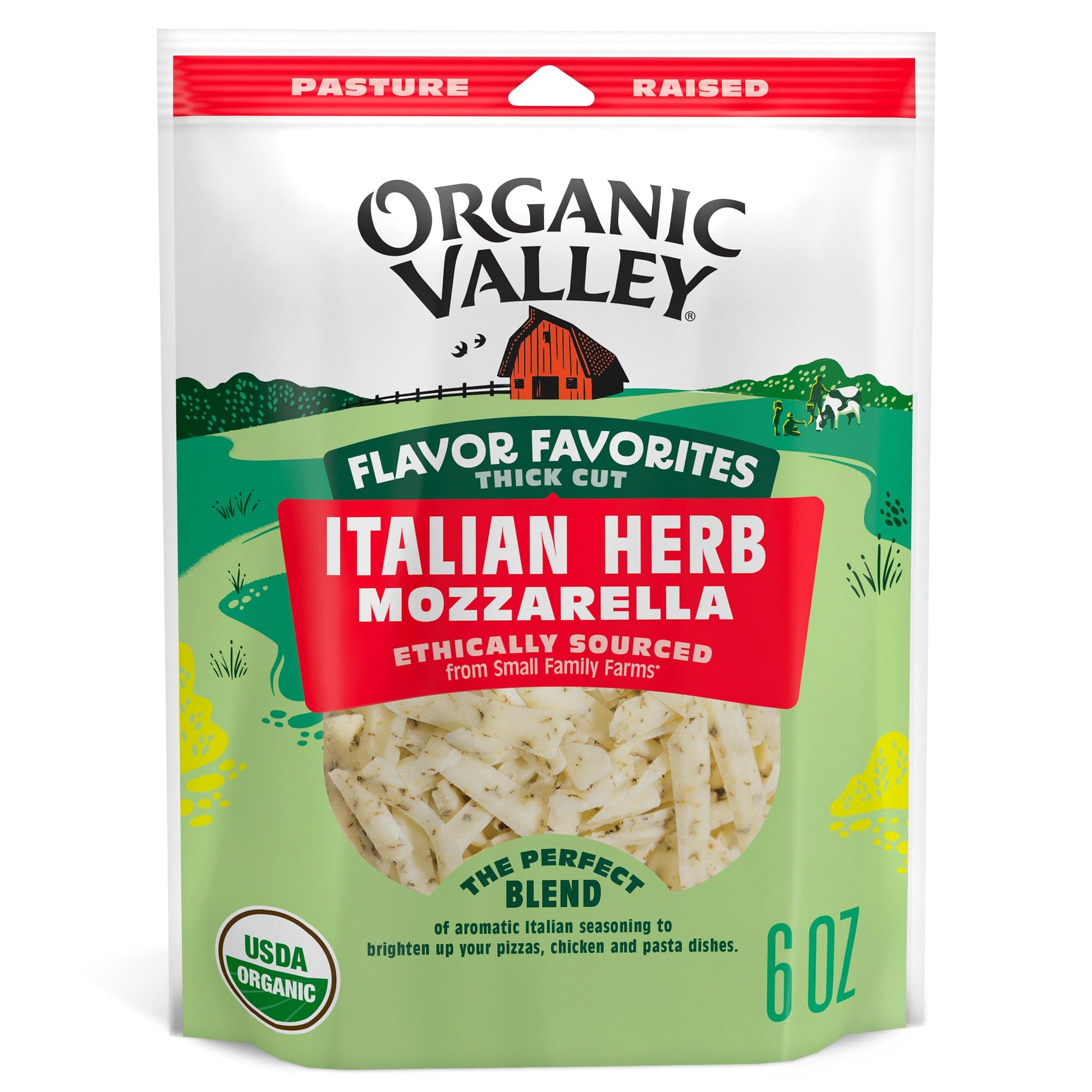 Organic Valley Organic Italian Herb Shredded Cheese, Flavor Favorites, 6 oz