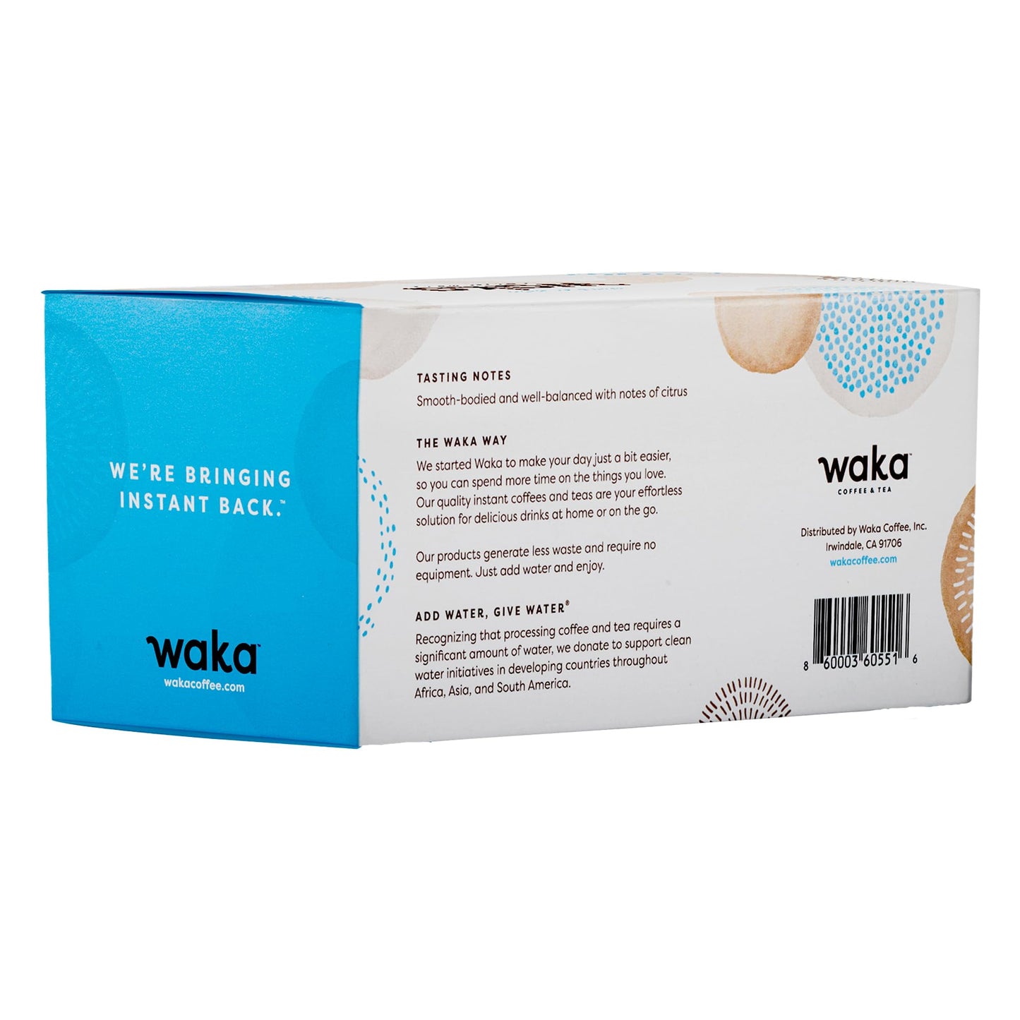 Waka Coffee Premium Instant Coffee, Medium Roast, 50 Single Serve Packets, 100% Arabica Beans, Freeze Dried Granules