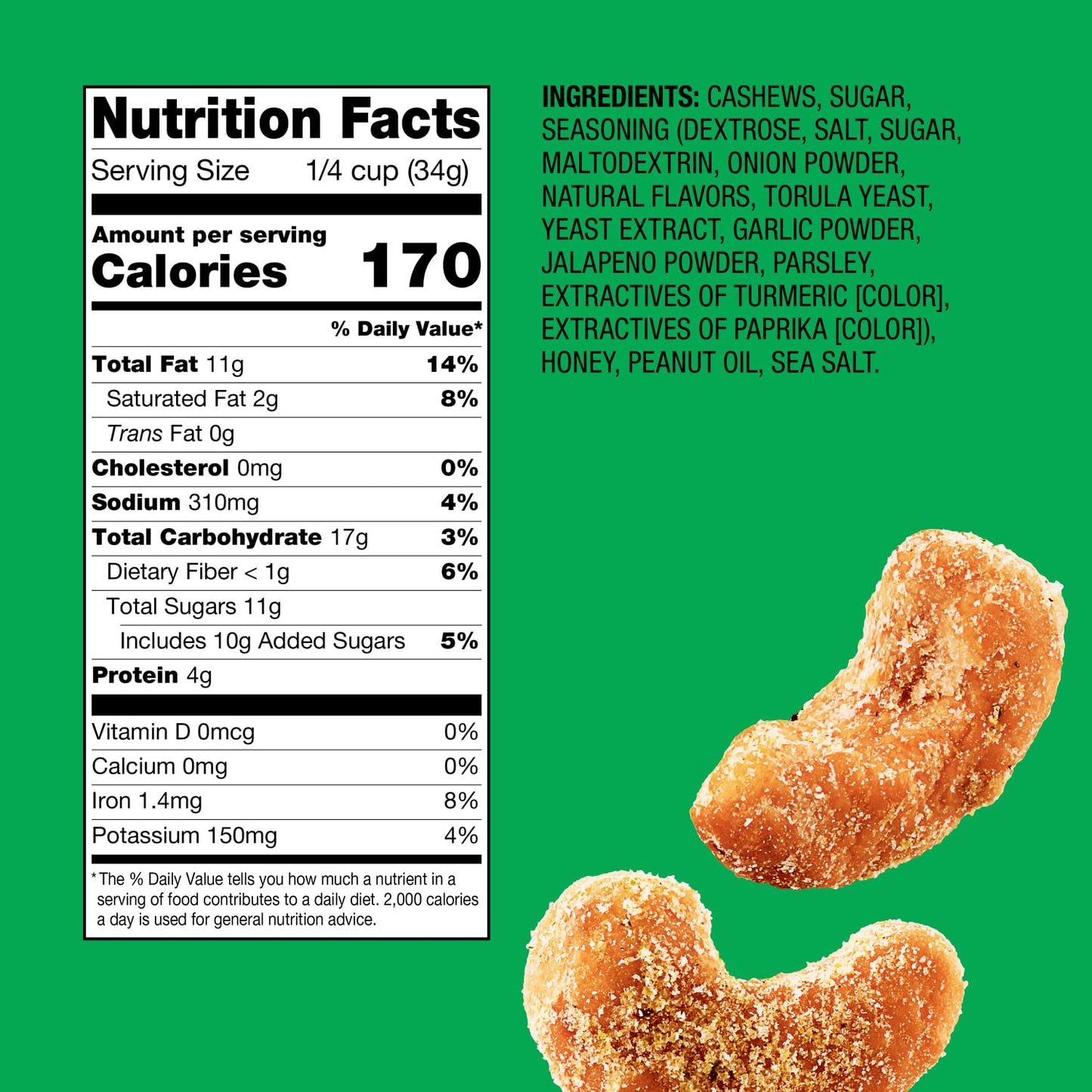 Emerald Hot Honey Cashews (1-Pack) | 36oz Resealable Bulk Bag | Kosher Dairy Certified, Non-GMO | No Artificial Flavors, Preserv
