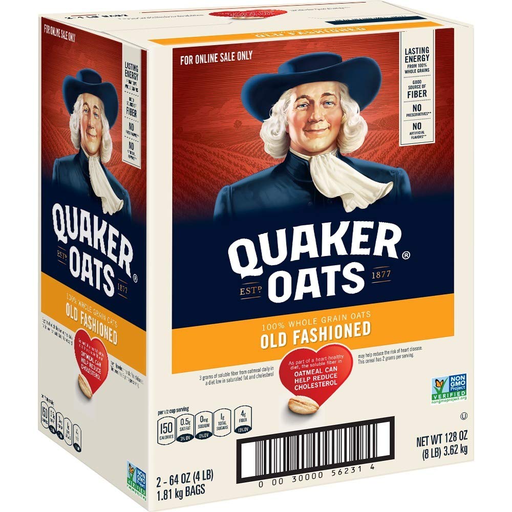 Quaker Old Fashioned Rolled Oats, Non Gmo Project Verified, Two 64Oz Bags In Box, 90 Servings