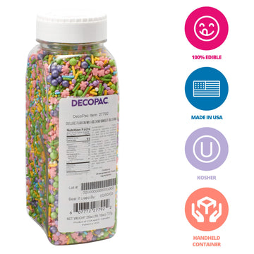 Decopac Bloom Sweet Bloom Deluxe Fusion Mix, 26Oz, Fancy Candy Sprinkles In Handheld Container, Edible Sprinkles For Celebration