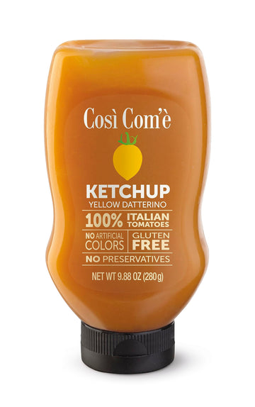 Cosi Come - Italian Yellow Tomatoes Ketchup, 9.88 oz (280 gr), No preservatives, No Artificial Flavors, Non GMO