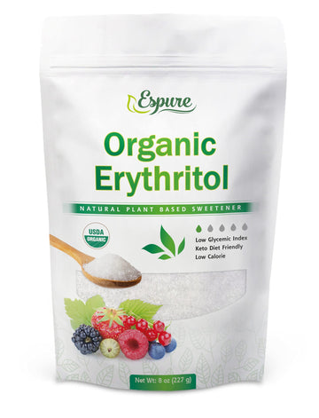 Espure Organic Erythritol - Usda Certified & 100% Pure - Zero Calorie Sugar Substitute, Plant Based Sweetener; 8Oz