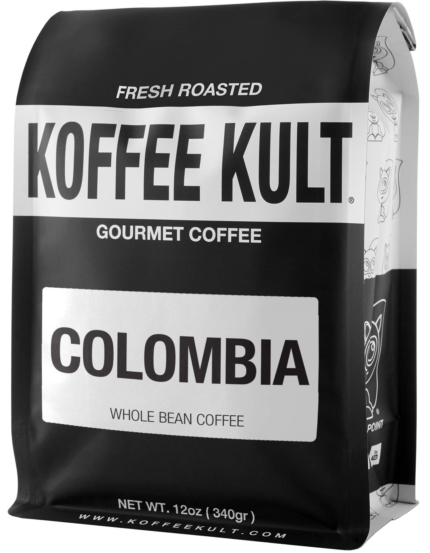 Koffee Kult Colombian Medium Roast Coffee Beans 100% Single Origin Colombia Arabica Whole Bean (Whole Bean, 12Oz)