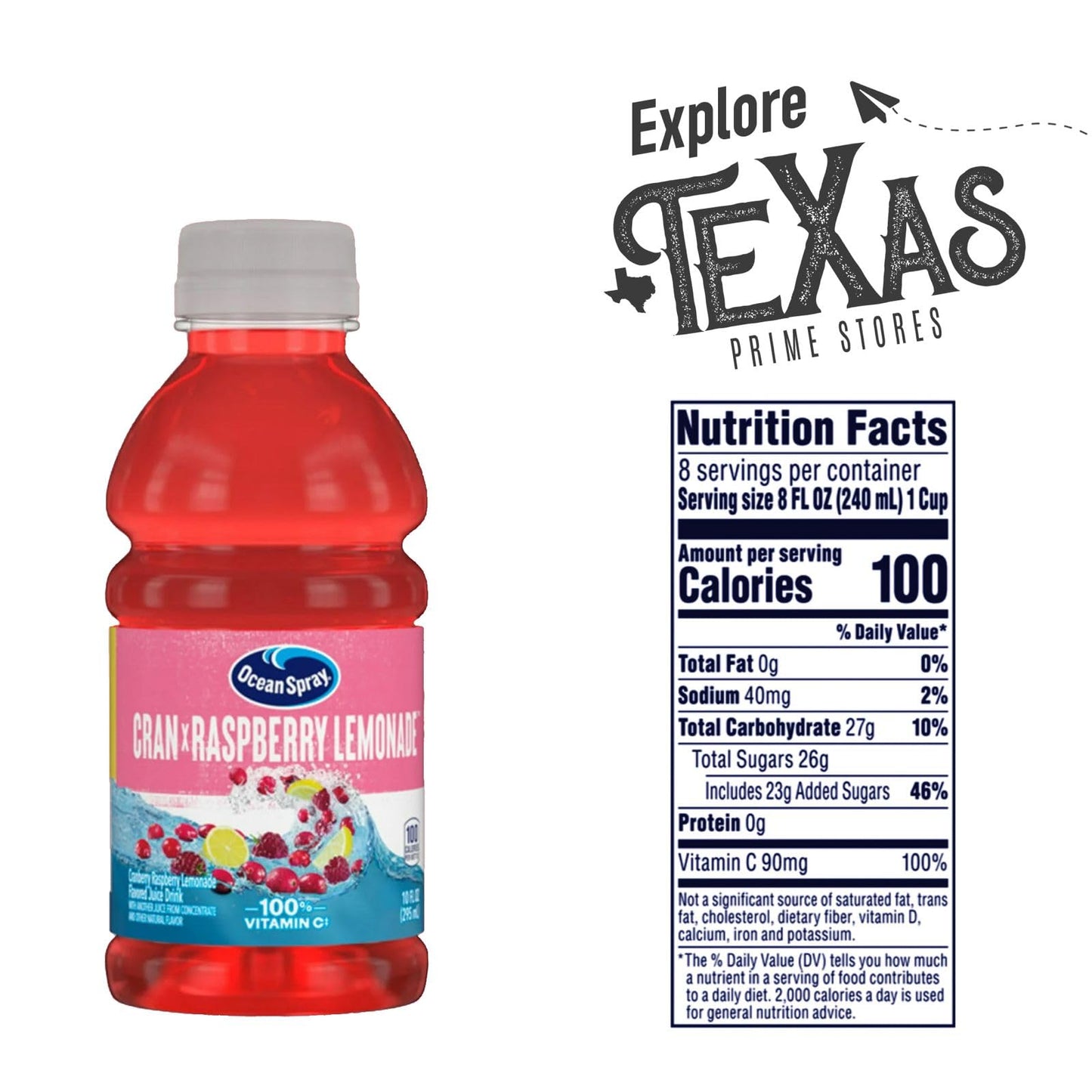 Ocean Spray 24-Pack Of Cran Raspberry Lemonade Juice Drink 10 Fl Oz On-The-Go Plastic Bottle + 1 Utility Freebie By Unique Outle