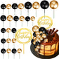 Boao Mini Colorful Balls Cake Topper Set, 25 Pcs Acrylic and Foam, Black and Gold, DIY Cupcake Insert for Weddings and Birthdays