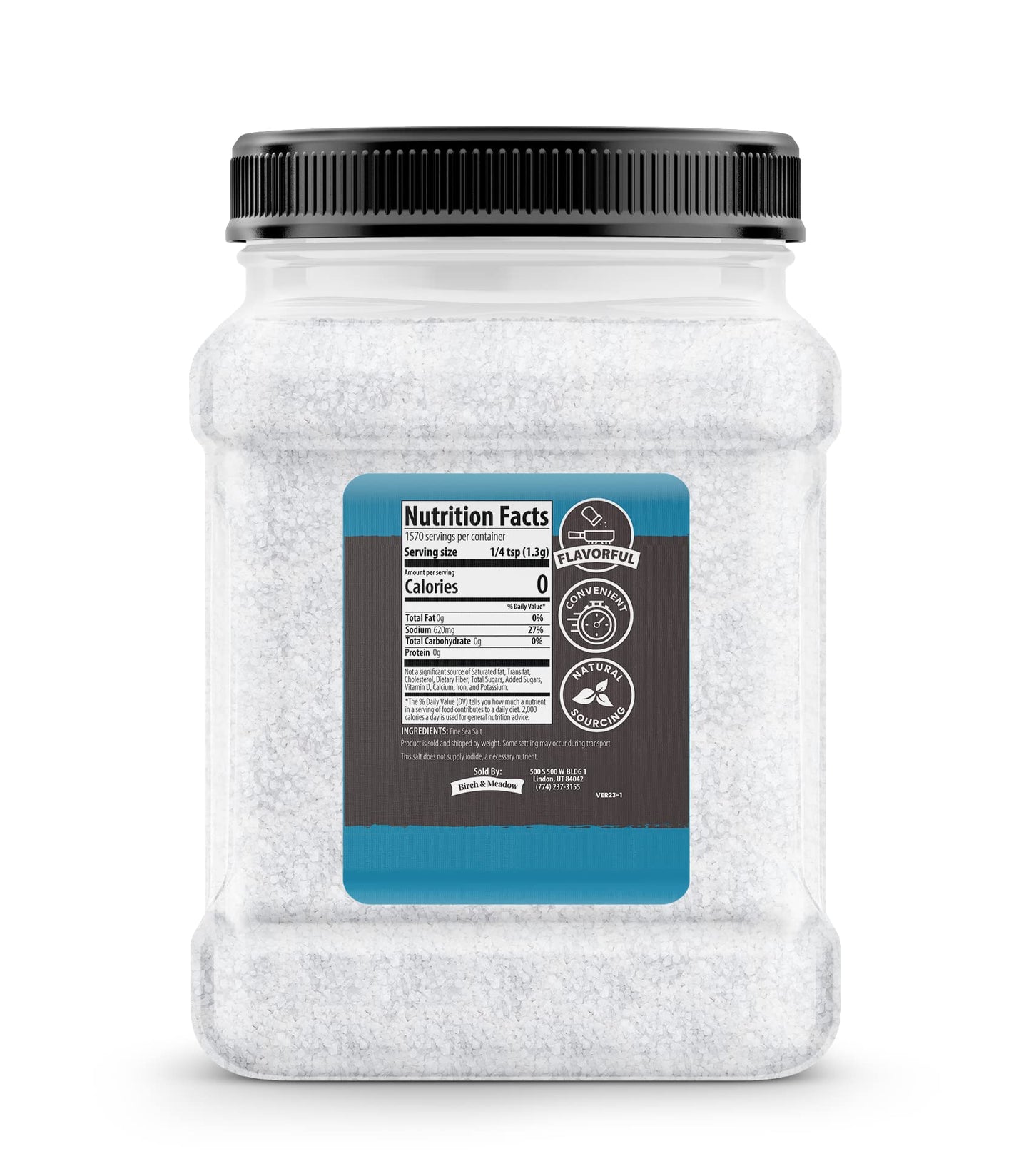Birch & Meadow 4.5 lb of Fine Sea Salt, Kitchen Essential, Mediterranean