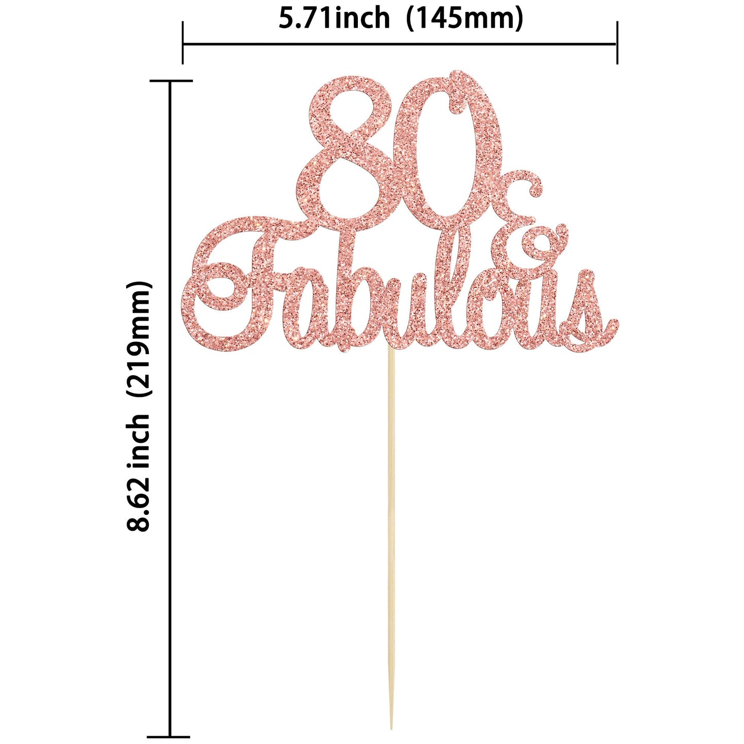 Gyufise 1Pcs 80 & Fabulous Cake Toppers Rose Gold 80 Birthday Anniversary Cake Toppers For 80 Birthday Anniversary Party Decorat