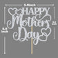 Hequoyer Happy Mothers Day Cake Topper, Silver Glitter, Best Mom Decoration, Model HM--1207