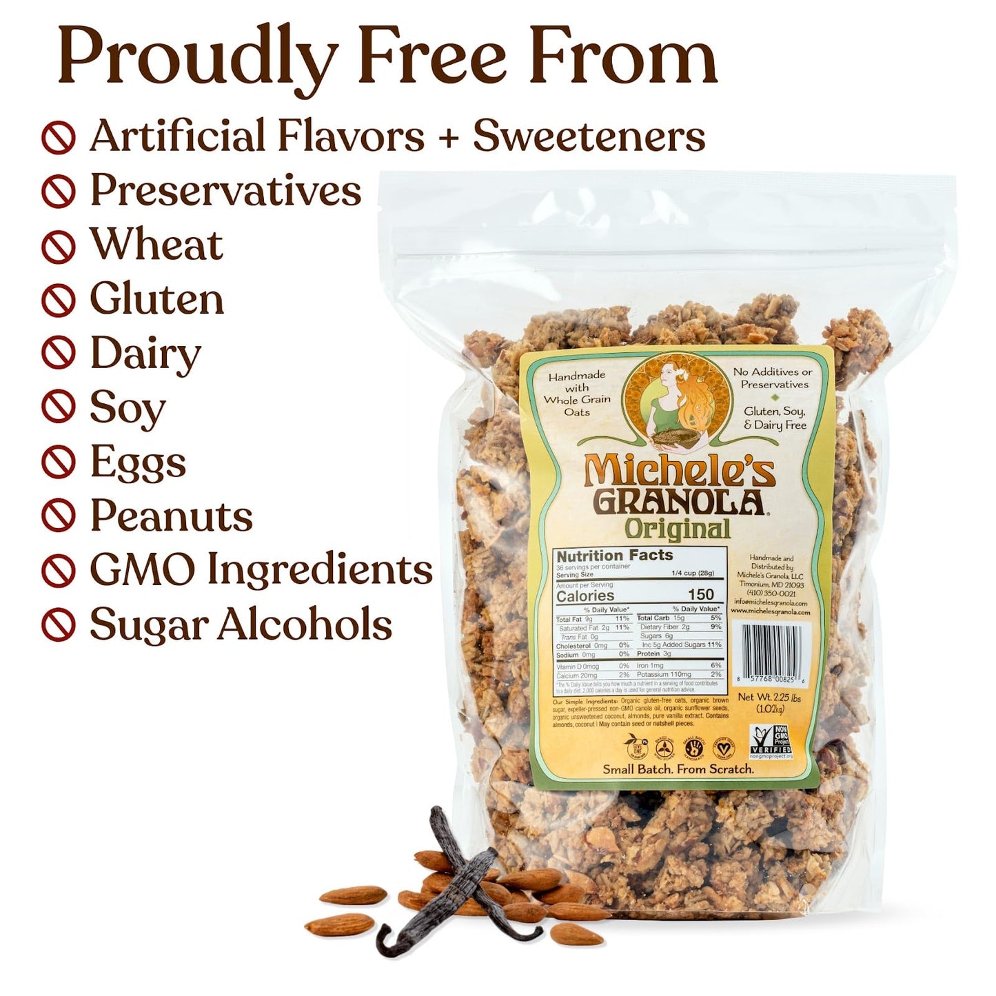 Micheles Granola Original, Handmade, Whole Grain, Vegan, Gluten-Free & Non-GMO, 36oz Resealable Bag