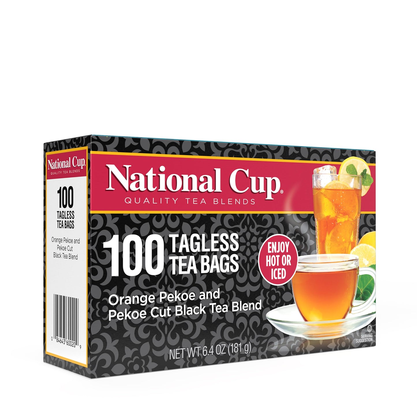 National Cup, Tagless Orange Pekoe And Pekoe Cut Black Tea Blend, Tea Bags, 100 Ct, Pack Of 6