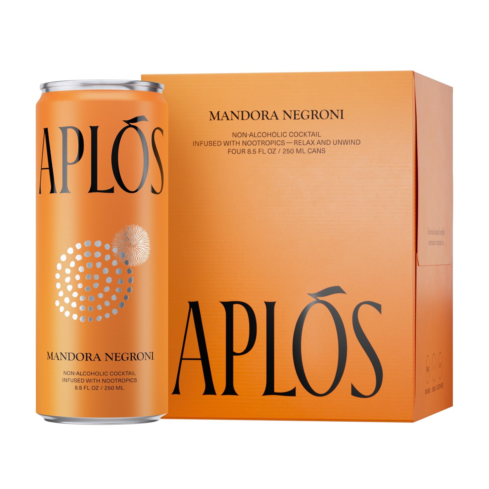 Apl?S Mandora Negroni Non-Beverage-Style Mixed Flavor  Formulated With Lions Mane And Botanicals  Low Calorie  No Added Sugar Beverage (8.5 Fl Oz. 12-Pack)
