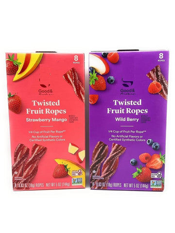Fruit Twists Gluten Free Ropes Assortment - Wild Berry (5 oz) & Strawberry Mango (5 oz) - (Pack of 2)