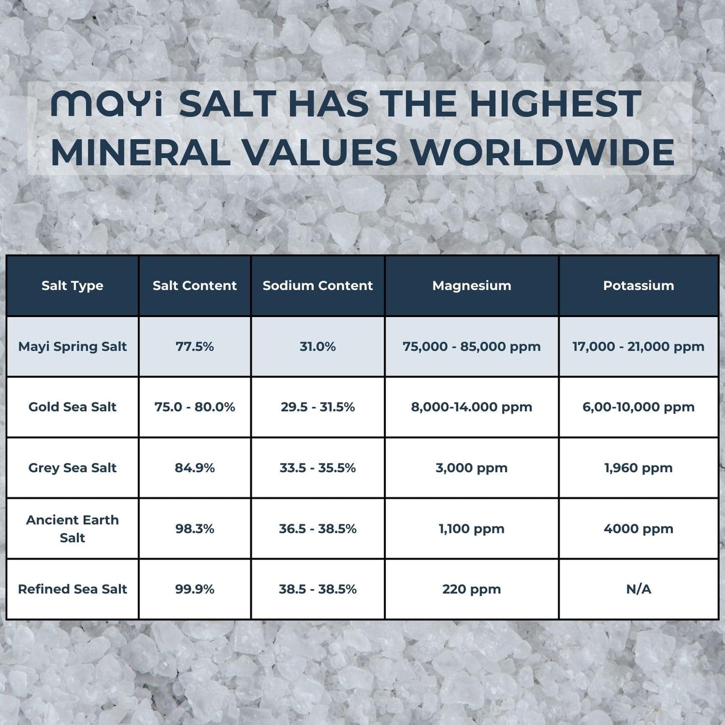 MAYI Ancient Natural Spring Fine Ground Salt Shaker 8.8 oz - Hand-Harvested, Kosher, Microplastic-Free, Mineral-Rich, Chemical-F