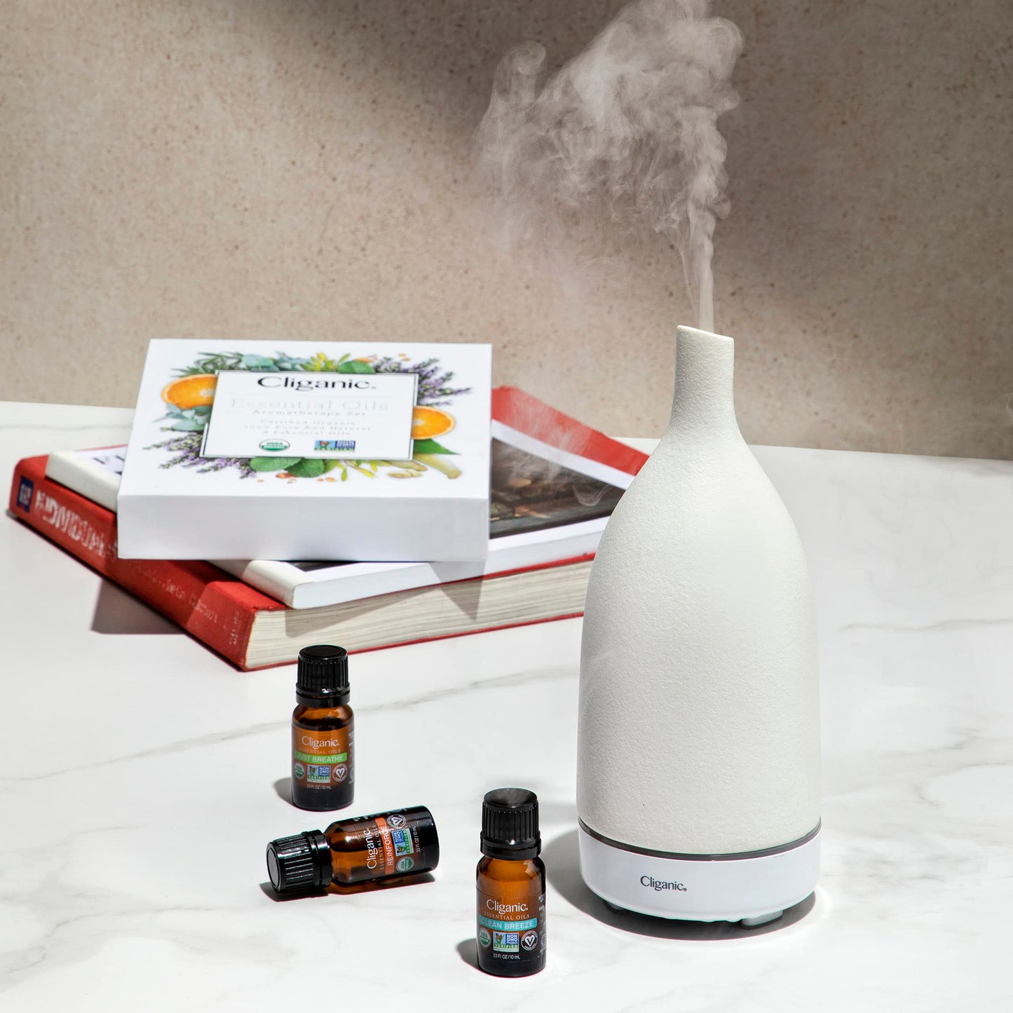 Cliganic Organic Essential Oils Set (Top 5) - 100% Pure Natural - Aromatherapy, Candle Making - Peppermint, Lavender, Eucalyptus