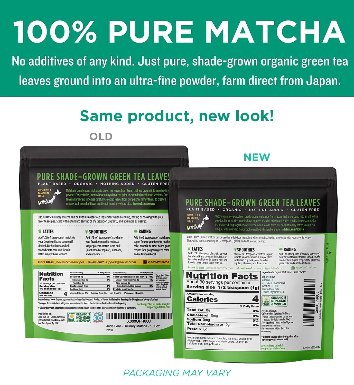 Jade Leaf Matcha Organic Premium Ceremonial Grade Matcha Green Tea Powder - 1.06 Ounce (Pack of 1)