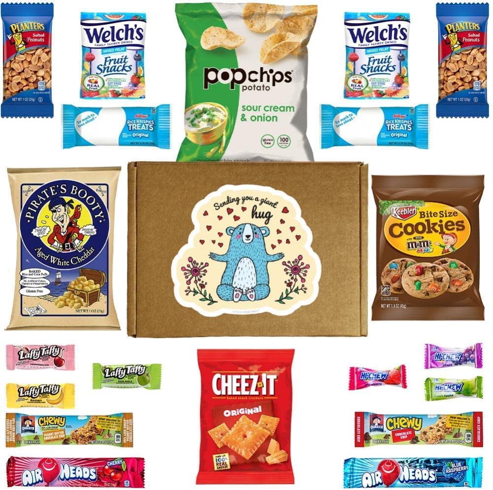 Hangry Kits Sending a Giant Hug Gifts For Men And Women - Send-A-Hug Gift Basket Care Package for Men, To A Friend Or Loved One