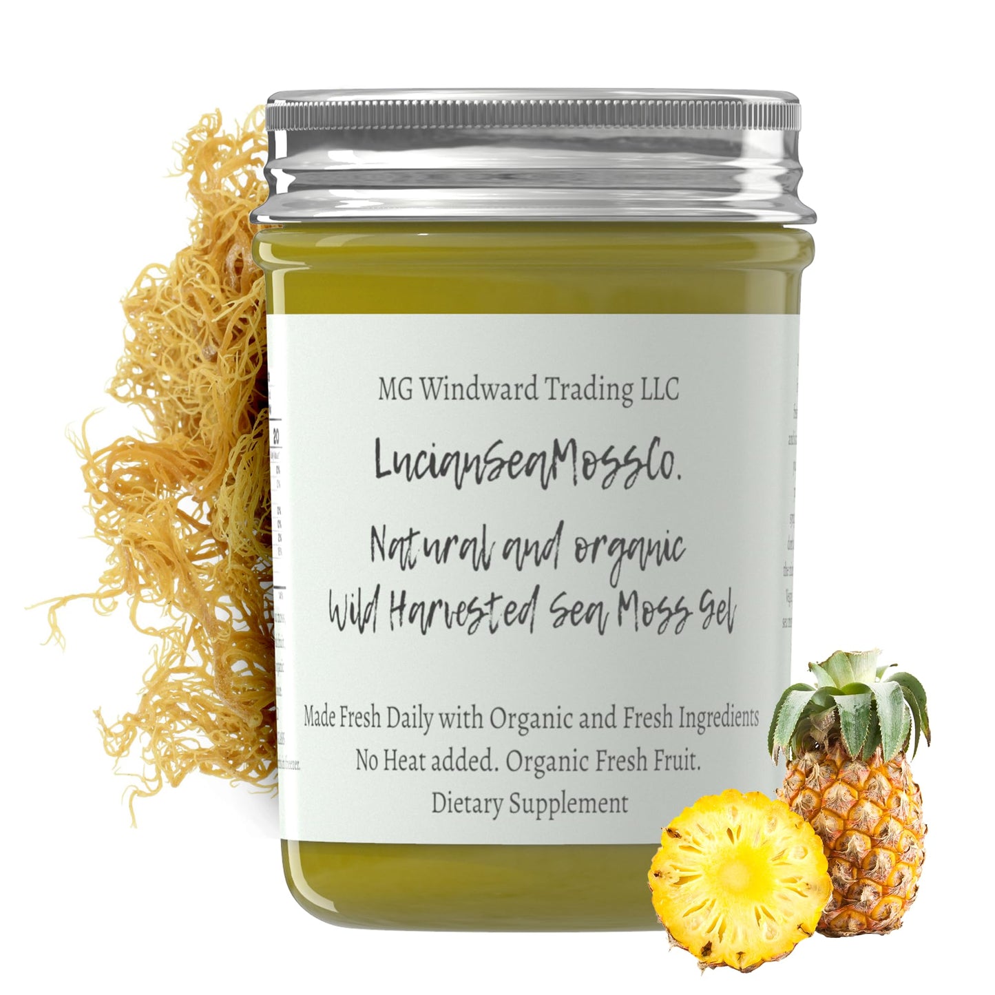 MG Windward Trading LLC Fresh Pineapple Organic Fruit Infused Wild Harvested Irish Sea Moss Gel | Immune and Digestive Support |