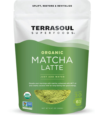 Terrasoul Superfoods Organic Matcha Latte - Premium Grade, Vegan & Dairy-Free - 8.47oz