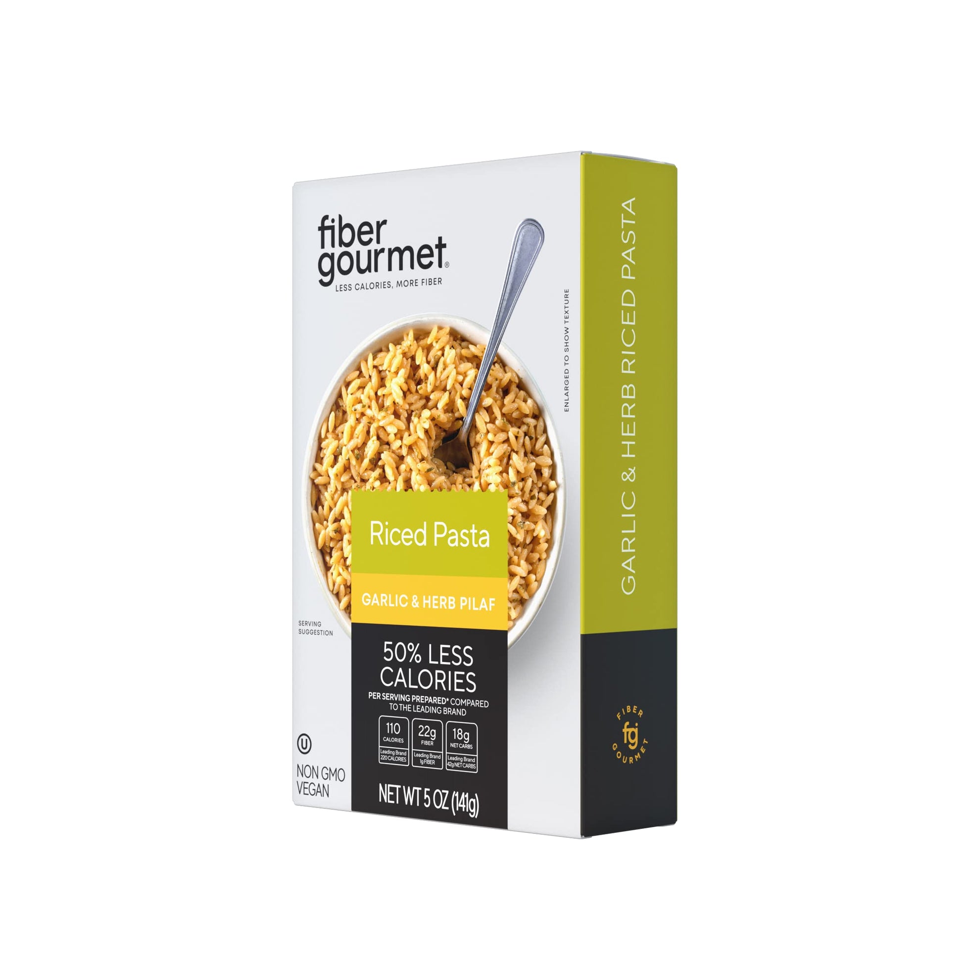 Fiber Gourmet Rice Pilaf Pasta - Low Calorie, High Fiber, Garlic & Herb, 5 Ounce (Pack of 6), Kosher, Vegan, Non-GMO