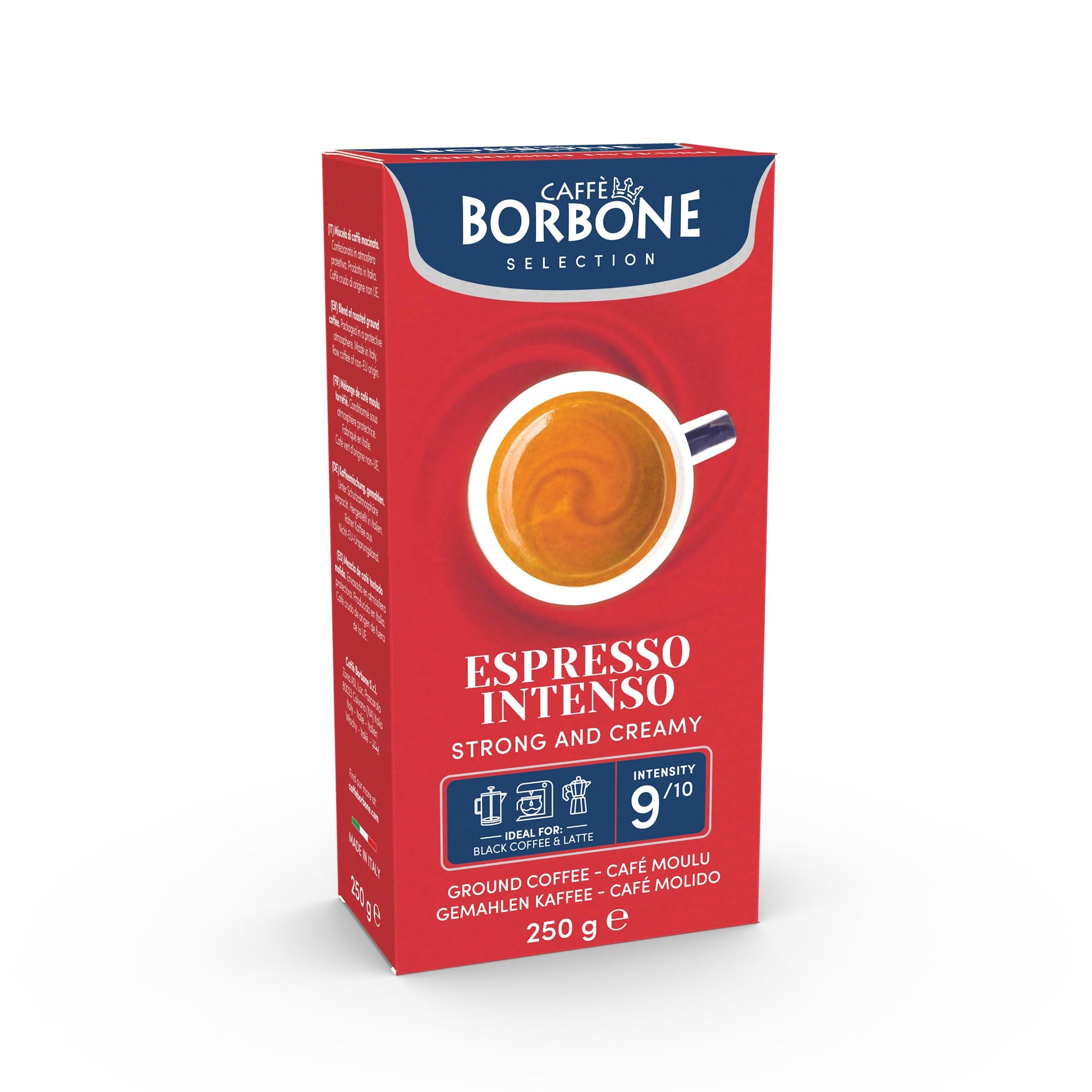 Caffe Borbone Ground Coffee, Espresso Intenso, Medium Roast, Full-Bodied And Strong, Premium Robusta Ground Coffee, Roasted, Gro