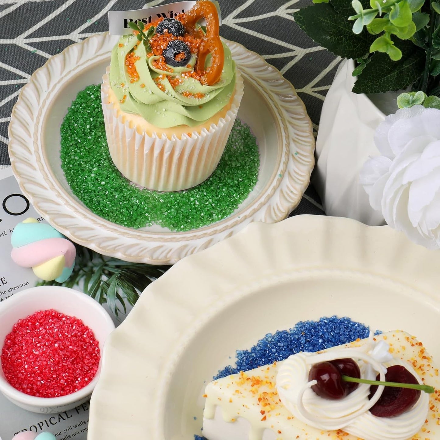 Green Sanding Sugar Sprinkles, 4.6 oz Edible Sparkling Sugar Crystals for Baking Topping, Cupcakes, Cookies, Ice Cream & Cake De