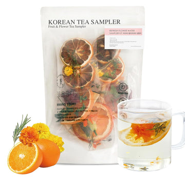 Kkokdam Fruit Tea & Flower Tea Set Sampler - Loose Leaf Tea Set, Fancy Tea Variety Pack, Korean Tea Sets, Unique Tea Gifts, Loos