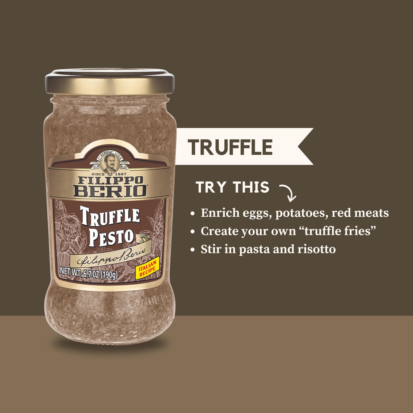 Filippo Berio Pesto, Truffle, 6.7 Ounce Glass Jar