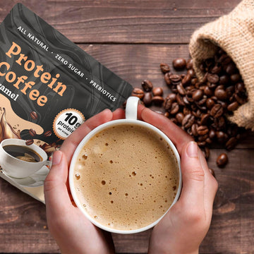 Caramel Protein Coffee Powder - enhanced Whey Protein & 100% Natural Cold Brew Coffee - Keto  Low Carb  Zero Sugar  No Artificial Flavors or Sweeteners  10 Servings (1pc)