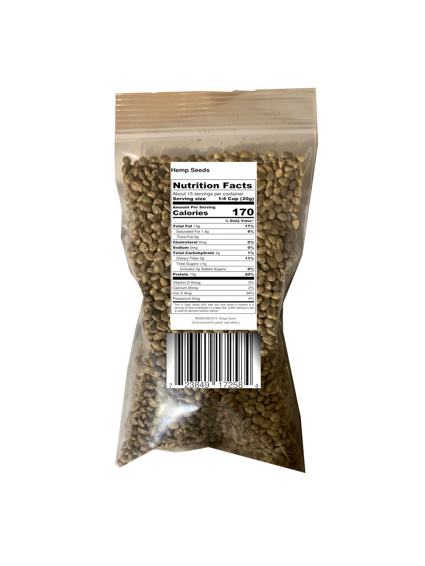 Ripkitty Premium Whole Raw Hemp Seeds, Organic, Kosher, Vegan, Allergen-Free, 20g