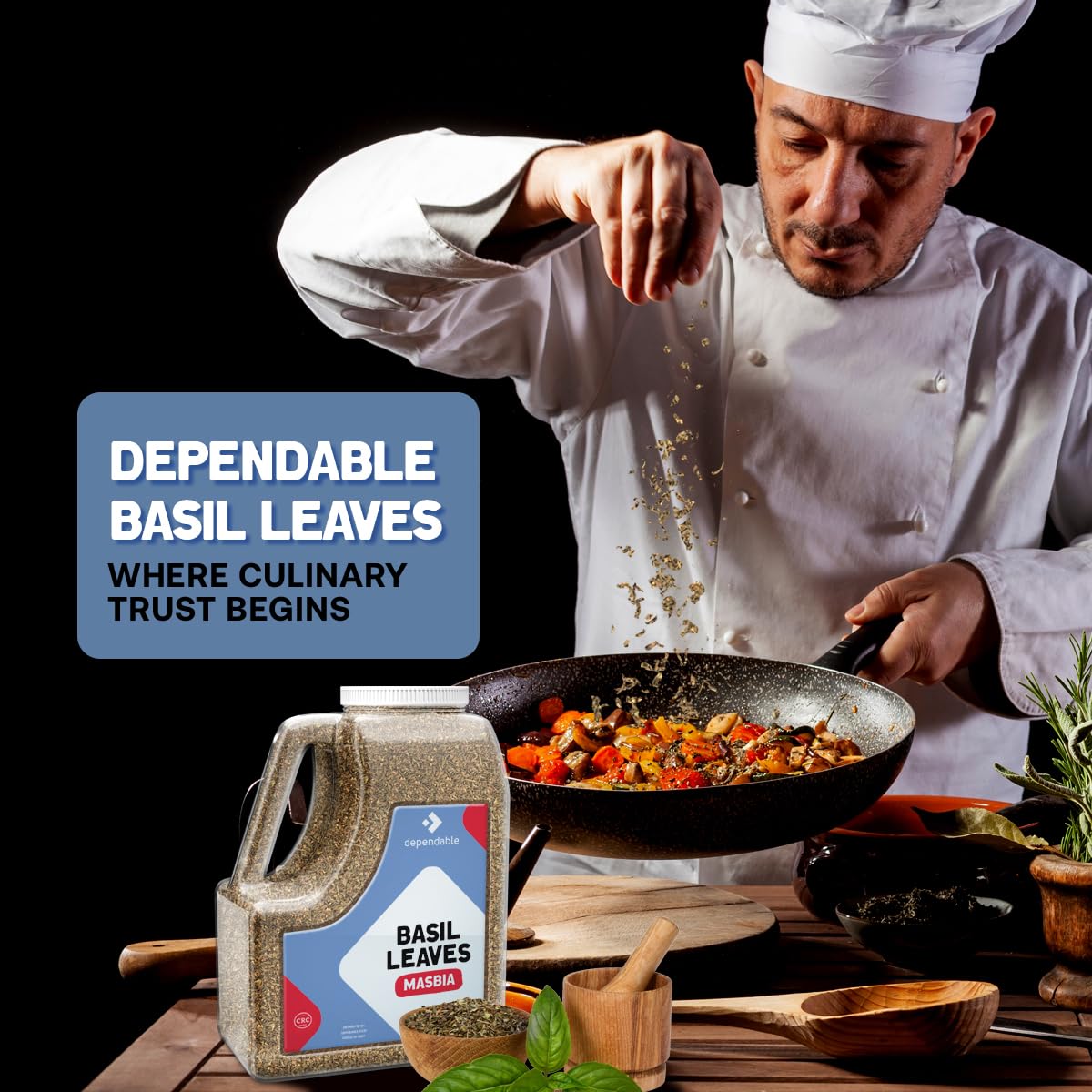 Dependable Food Basil Leaves -1.5 Lb. Jar- Bulk, Kosher, Dried Basil Seasoning for Pasta Sauces, Pesto, Salads, Garnishes & More