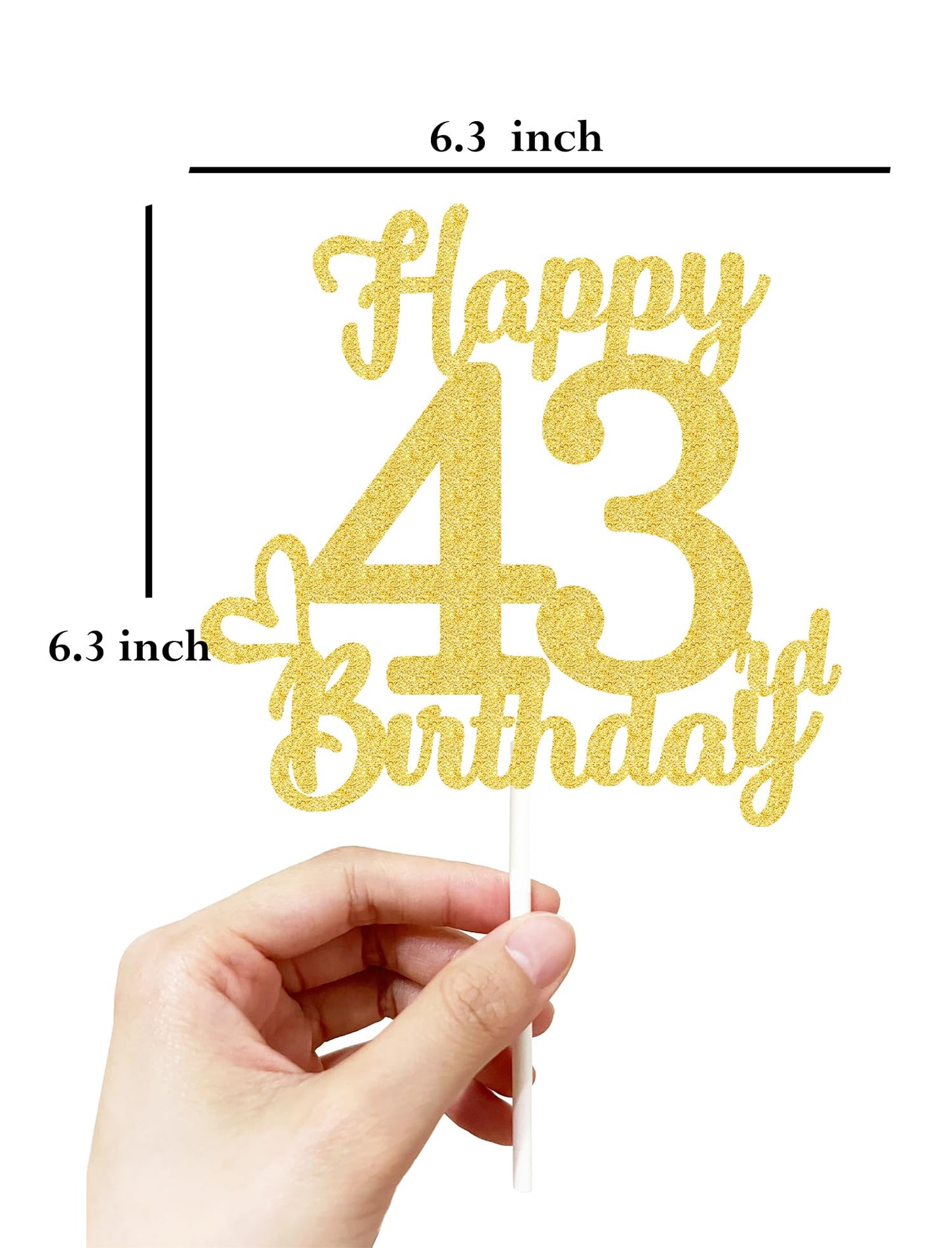 43 Birthday Cake Toppers - Gold Glitter, 43Rd Birthday Decorations, Cake Toppers For Men & Women
